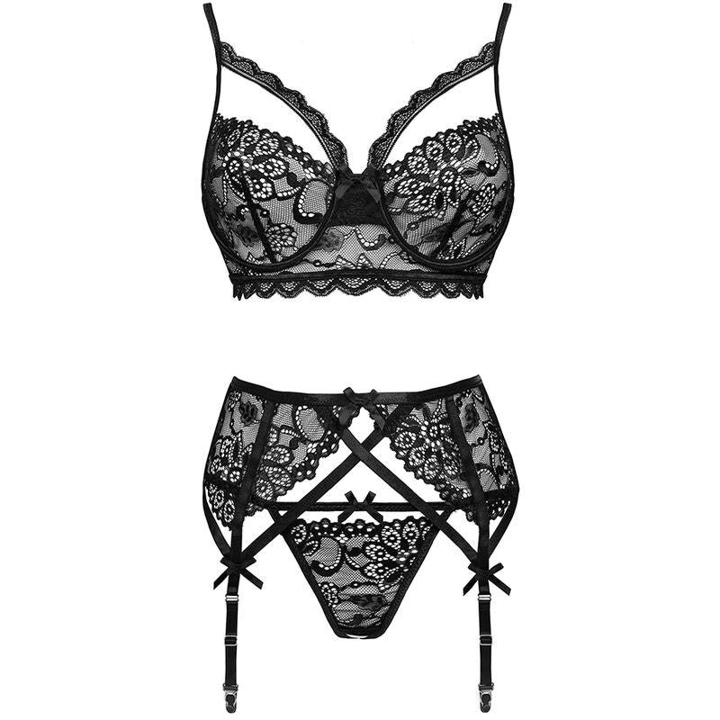 LIVCO CORSETTI FASHION - MORIDAM LC 90552 BRA + sukkanauhavyö + PANTY NEGRO