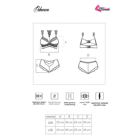 LIVCO CORSETTI FASHION - PALMENOM LC 90614 RINTALIIVIT + ALUSHUOJAT MUSTA