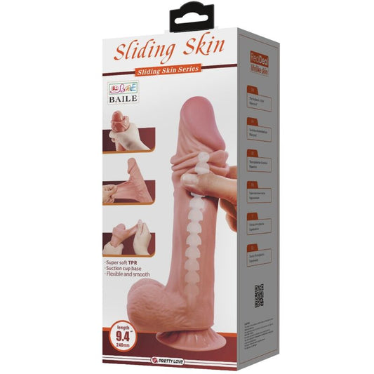 PRETTY LOVE - LIUKUVAN IHON SARJAN REALISTINEN DILDO LIUKUVALLA IMUKUPILLA, RUSKEA 24 CM