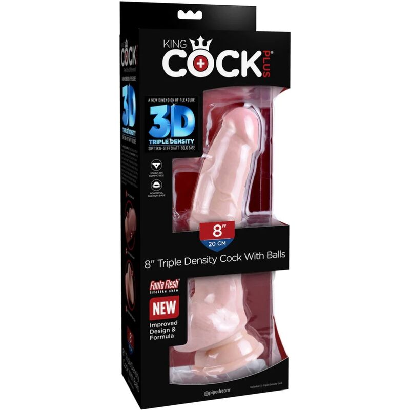 KING COCK - KOLMOISTIHEYDEN DILDO 18,4 CM
