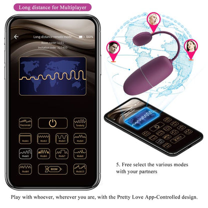 PRETTY LOVE - NYMFI VÄRISEVÄ MUNA SOVELLUKSELLA OHJATTAVA LILA