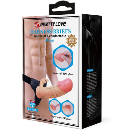 PRETTY LOVE - MAVIS HARNESS -YLEISPITUISET ALUSHOUSUT DILDOILLA 19 CM LUONNOLLINEN