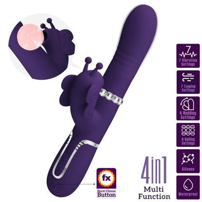 PRETTY LOVE - MULTIFUNKTIONELL KANINVIBRATOR 4 I 1 FJÄRIL LILA