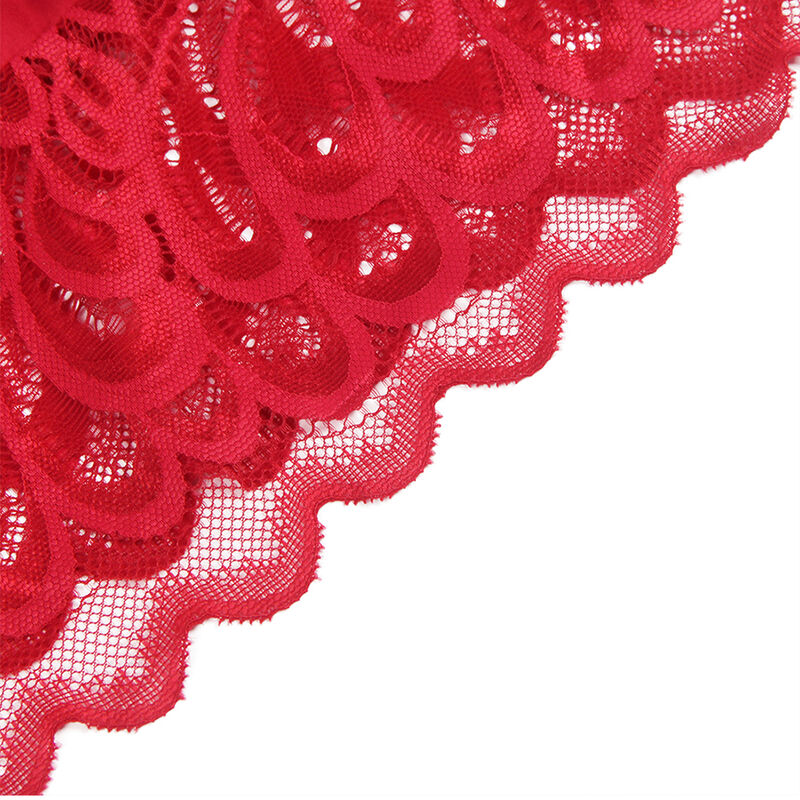 SUBBLIME - SATIININEN BABYDOLL-NUKKE PITSIKORISTEELLA PUNAINEN L/XL