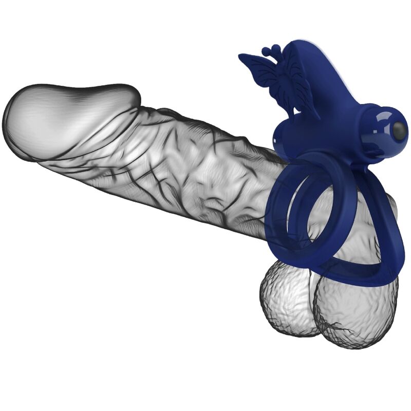 PRETTY LOVE - JAMELE KAKSOISRENGAS VÄRINÄLLÄ JA PERHOSTIMULAATTORILLA, SININEN