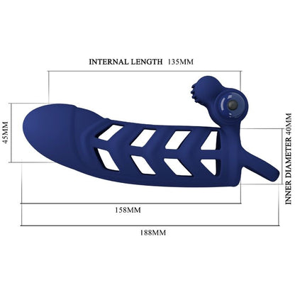 PRETTY LOVE - ALTAF-VIBRAATTORENGAS SILIKONITUOPELLA SININEN