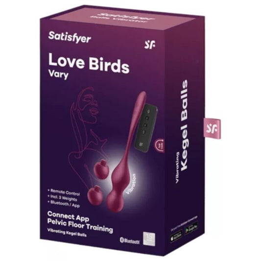 SATISFYER - LOVE BIRDS VARY -VÄRISÄILYPALLOT ILMAINEN SOVELLUS VIININPUNAISET