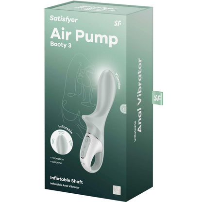 SATISFYER - AIR PUMP BOOTY 3 -PUHALLETTAVA ANAALIVIBRAATORI, HARMAANVIHREÄ