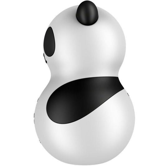 SATISFYER - POCKET PANDA -STIMULAATTORI JA VIBRAATORI MUSTAVALKOINEN