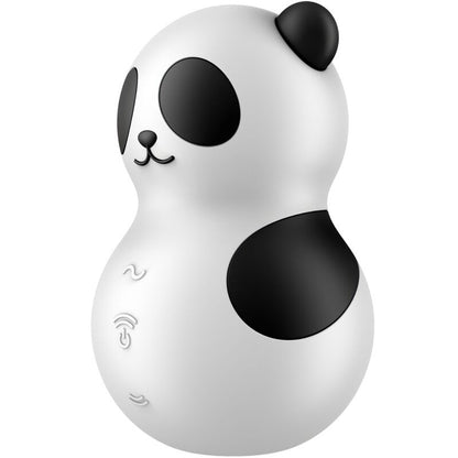 SATISFYER - POCKET PANDA -STIMULAATTORI JA VIBRAATORI MUSTAVALKOINEN