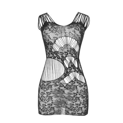 SUBBLIME - 951771 LÅNG KLÄNNING MED ÖPPEN RYGG MED FISKNÄT SVART EN STORLEK