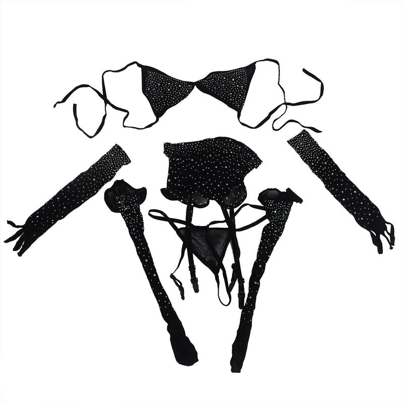 SUBBLIME - 952174 Verkkosukkahousut hansikoilla ja timanteilla, musta, yksi koko