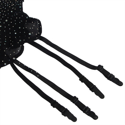 SUBBLIME - 952174 Verkkosukkahousut hansikoilla ja timanteilla, musta, yksi koko