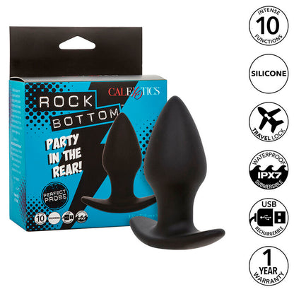 CALEXOTICS - ROCK BOTTOM PERFEKT ANALPLUGG 10 VIBRATIONER SILIKON SVART