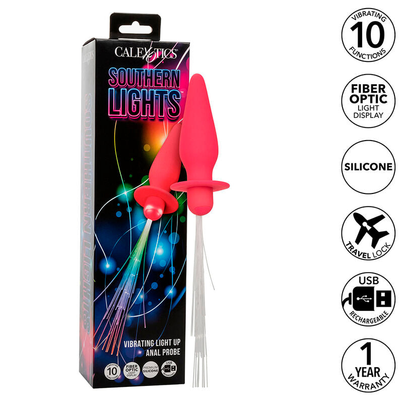 CALEXOTICS - SOUTHERN LIGHT LIGHT UP ANALPLUGG 10 VIBRATIONER SILIKON ROSA
