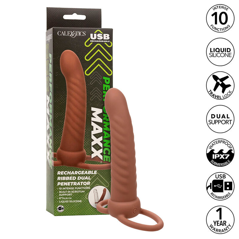 CALEXOTICS - MAXX RIBBED DUAL PENETRATOR 10 VIBRAATIOTA RUSKEA