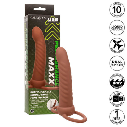 CALEXOTICS - MAXX RIBBED DUAL PENETRATOR 10 VIBRAATIOTA RUSKEA