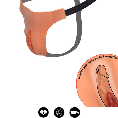 PIILOTETTU HALUN ALTER EGO SÄÄDETTÄVÄ AVOIN VAGINA-STRANGI FLESH