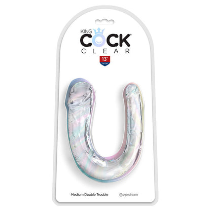 KING COCK - DOUBLE TROUBLE KAKSOISDILDO 33 CM KIRKAS