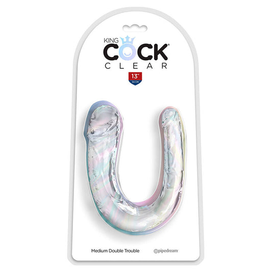KING COCK - DOUBLE TROUBLE KAKSOISDILDO 33 CM KIRKAS