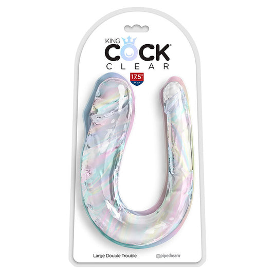 KING COCK - DOUBLE TROUBLE KAKSOISDILDO 44 CM KIRKAS