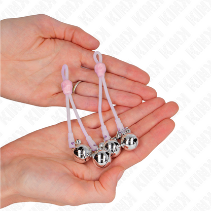 KINK - VALAISEVAT PÄÄLLÖNÄNNIPIDIKKEET SÄÄDETTÄVILLÄ RENKAILLA, VAALEANPUNAINEN / HOPEA