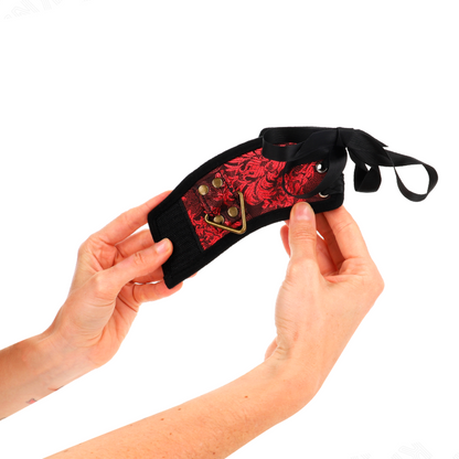 KINK - SCANDAL-RANNETUKIT PUNAIS-MUSTA PITSIKORISTEILLA 24,5 CM X 6,5 CM