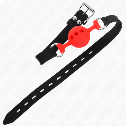 KINK - TÄYSSILIKONISUOLAKULPA 55 X 2 CM, 4 CM:N PALLOILLA, KOKO S, PUNAINEN, SÄÄDETTÄVÄ 35-51 CM