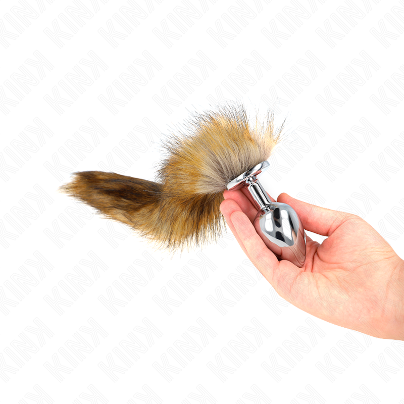 KINK - ANAALITULPPA, KOKO L 10 X 4 CM, SYNTEETTISELLÄ HÄNNÄLLÄ 40 CM, RUSKEA