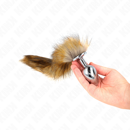 KINK - ANAALITULPPA, KOKO L 10 X 4 CM, SYNTEETTISELLÄ HÄNNÄLLÄ 40 CM, RUSKEA