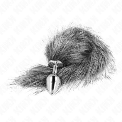 KINK - ANAALITULPPA, KOKO M, 8 X 3,5 CM, SYNTTEETTINEN HÄNTÄ, 40 CM, HARMAA