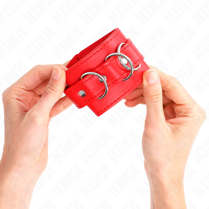 KINK - 3 D-RENKAALLA VARUSTETUT RANNETURVAT, SÄÄDETTÄVÄT, PUNAINEN, 17,5–25 CM X 6 CM