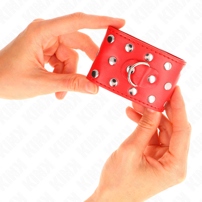 KINK - RANNETUET NAPPIKIINNITYKSELLÄ, TÄYNNÄ NIITTEJÄ, PUNAINEN, SÄÄDETTÄVÄ 19–24 CM X 5,5 CM