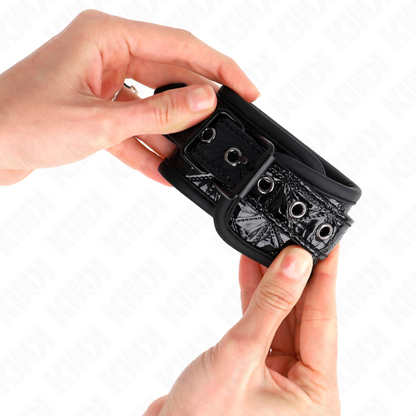 KINK - TIMANTTIKUVIOLLISET RANNETUET, MUSTA, SÄÄDETTÄVÄ, 17–26 CM X 5,5 CM