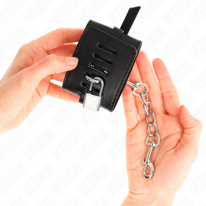 KINK - DELUXE-LUKITTUVA RANNETUKE, MUSTA, SÄÄDETTÄVÄ, 14,5–21 CM X 6 CM