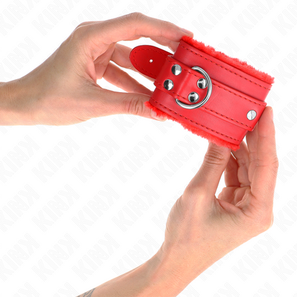 KINK - PUNAINEN TURKISVUORALLINEN RANNETUKI, SÄÄDETTÄVÄ PUNAINEN VYÖ 17-29 CM X 6 CM