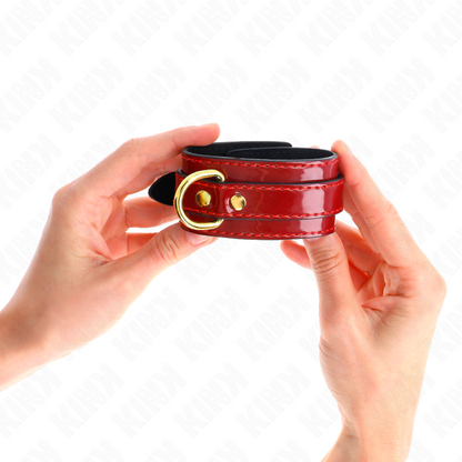 KINK - JOANNA ANGEL -RANNEHIHASET, PUNAISET, SÄÄDETTÄVÄT, KULTAKEJULLA, 16,5–26 CM X 4 CM