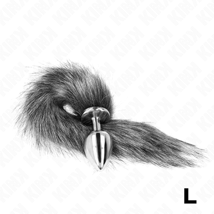 KINK - ANAALITULPPA, KOKO L, 10 X 4 CM, SYNTTEETTINEN HÄNTÄ, 40 CM, HARMAA