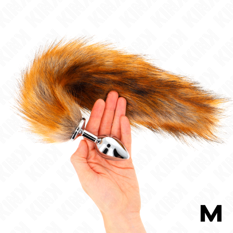 KINK - ANAALITULPPA, KOKO M 8 X 3,5 CM, SYNTTEETTINEN HÄNTÄ, 40 CM, RUSKEA