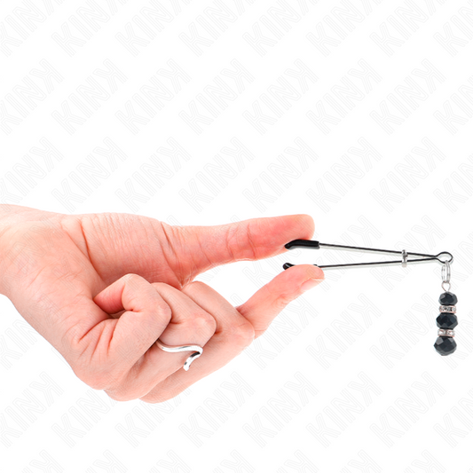 KINK - KULTAISET OHUT NÄNNIPIDIKKEET, 3 MUSTAA LASIHELMEÄ 7 CM