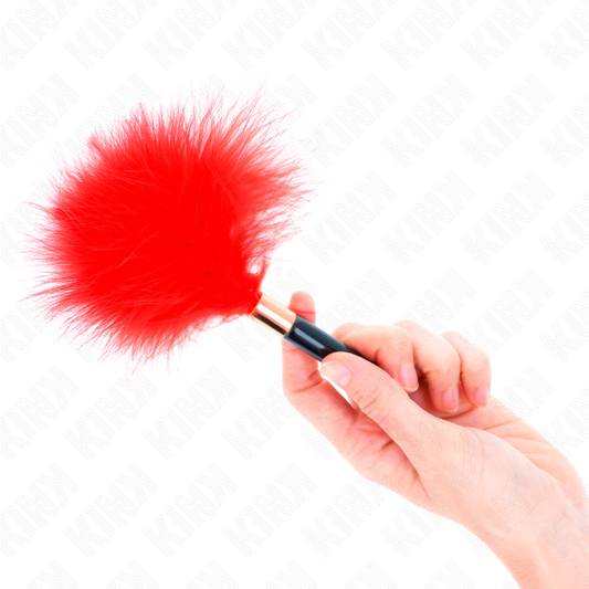 KINK - PUNAISEN KULTAISET METALLISET KUTITUSHÖYHÄT 18 CM