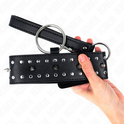 KINK - HALSBAND MED KOPPEL 65 CM MED SILVERNITTAR MODELL 1 JUSTERBART 36-43 CM X 5 CM