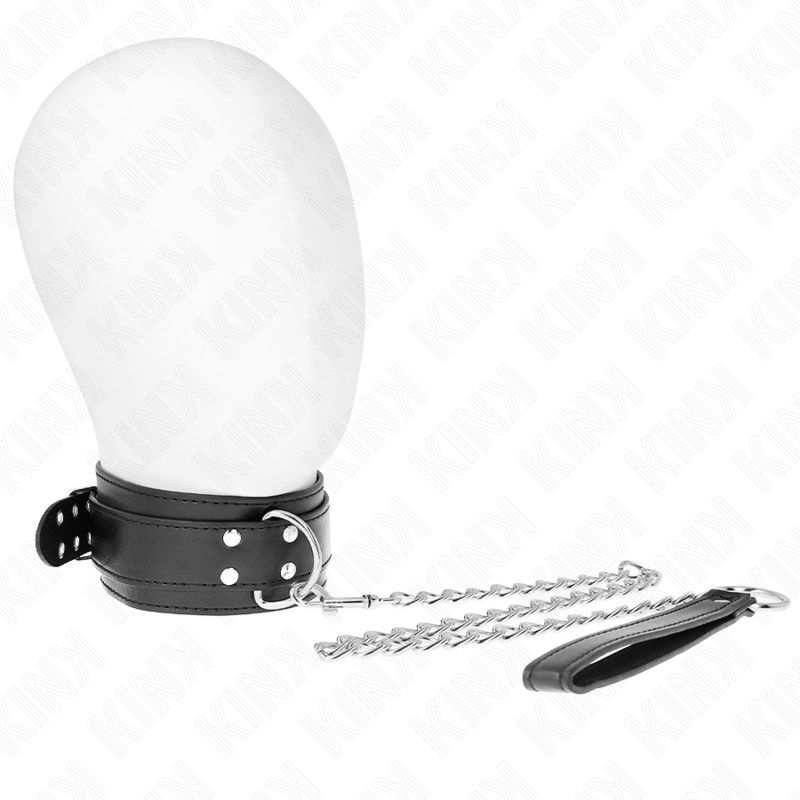 KINK - HALSBAND MED REMM 65 CM SILVERSPÄNN JUSTERBARA 33-46 CM X 5,5 CM