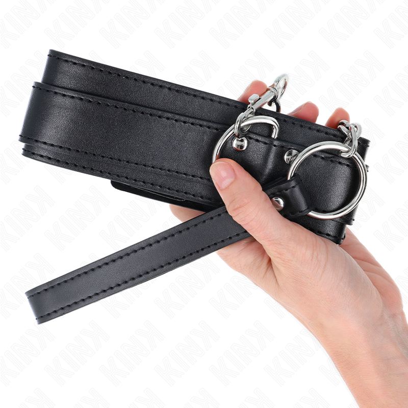 KINK - HALSBAND MED REMM 65 CM SILVERSPÄNN JUSTERBARA 33-46 CM X 5,5 CM