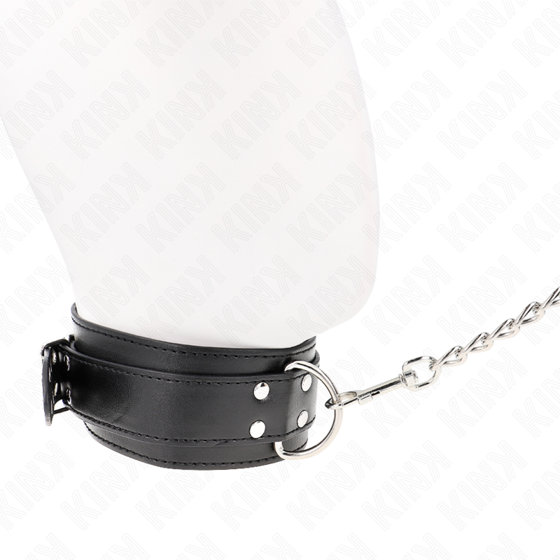 KINK - HALSBAND MED REMM 65 CM SILVERSPÄNN JUSTERBARA 33-46 CM X 5,5 CM
