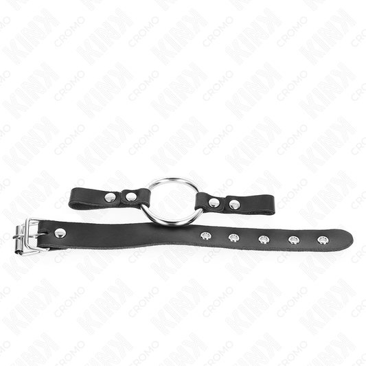 KINK - NAHKAINEN PENISRENGAS SOLJELLA 22 X 2 CM, METALLIRENGAS 4 CM