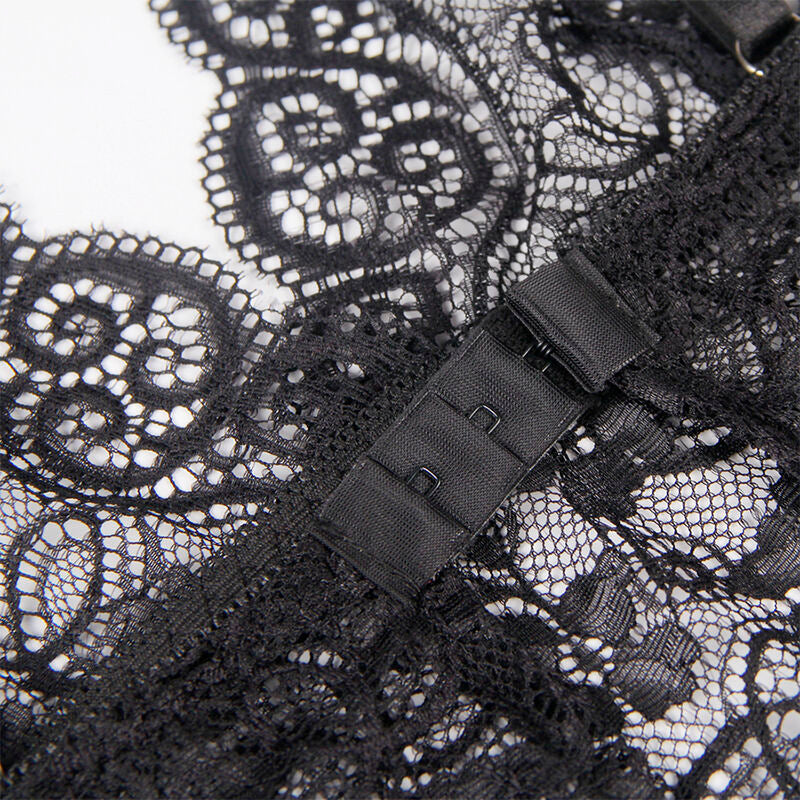 SUBBLIME - 953928 NATTKLÄNNE I SILKE OCH SPETS + TROSOR SVART L/XL