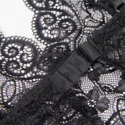 SUBBLIME - 953928 NATTKLÄNNE I SILKE OCH SPETS + TROSOR SVART L/XL