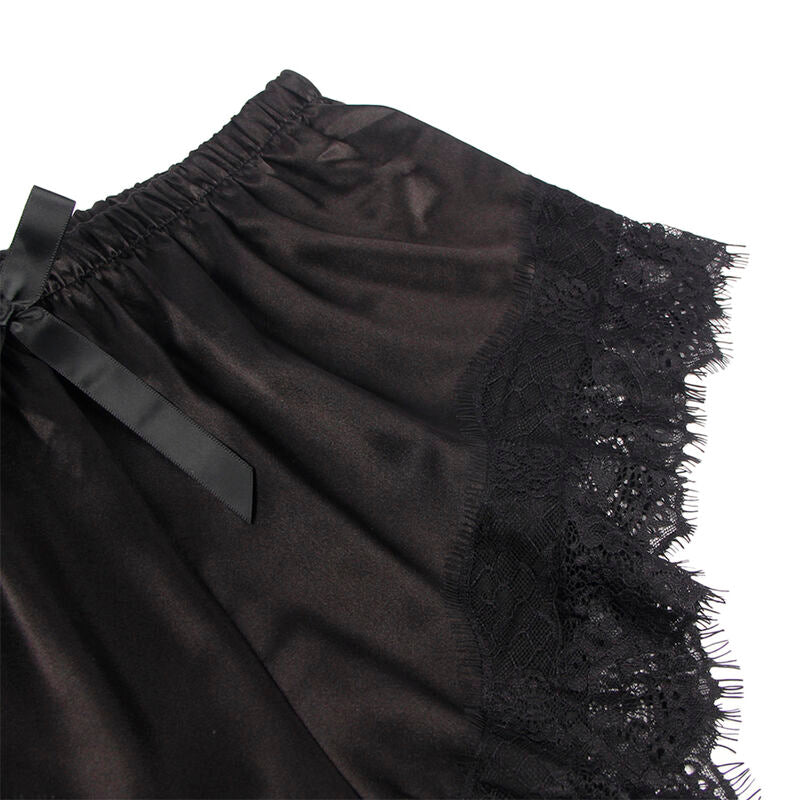 SUBBLIME - 953935 RENTOA SILKKISTÄ YÖPAITAA + PITSIHOUSUJA MUSTA S/M