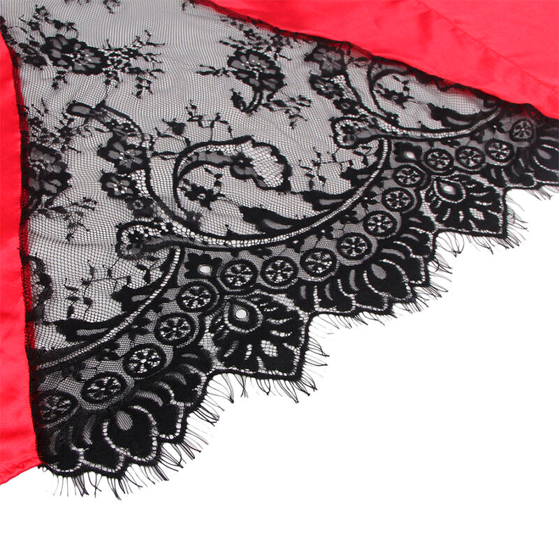 SUBBLIME - 954024 PITSISETÄISELLÄ TEHDYLLÄ VARUSTETTU CAMISOLE + THONGIT PUNAINEN/MUSTA L/XL